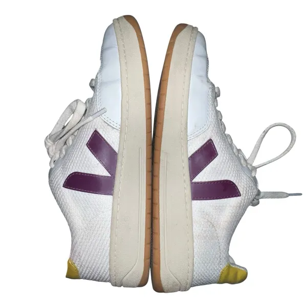 Veja V12 Leather Tennis Shoes Women Size 8‎ Sneakers Purple V Low Top Athletic - Image 7