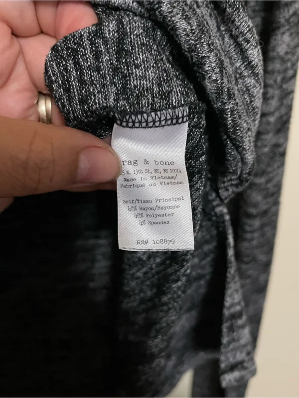 rag & bone Marled Crewneck Long-Sleeve Top - Black & Gray - Image 6