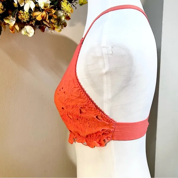 NWT Intimately Free People June T-Strap Back Eyelet Bralette Coral Sz M 💛 - Image 6