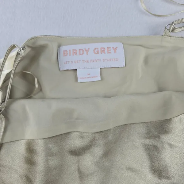 Birdy Grey Champagne Gold Slip Maxi‎ Dress Cowl Neck Spaghetti Straps M - Image 2