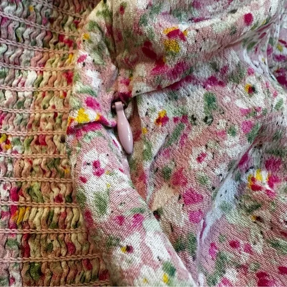 Astr The Label Puff Sleeve Front Slit Midi Dress In Pink‎ Multi Ditsy Size Large - Image 12