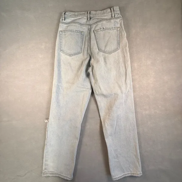 PacSun Womens High Rise Straight Distressed Light Wash Button Fly Jeans Size 24 - Image 5