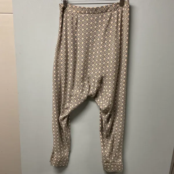 Zara Basic Women S‎ Geometric Print Harem Pants Beige Black - Image 2