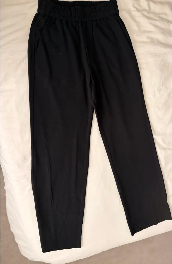Black elastic waistband cotton pants - Image 2
