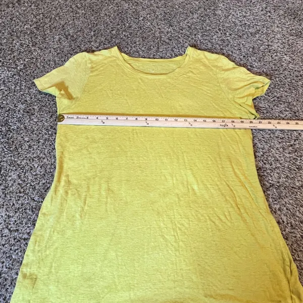 Eileen Fisher‎ Chartreuse Yellow Crew Neck Short Sleeve Tee XL Organic Linen - Image 3