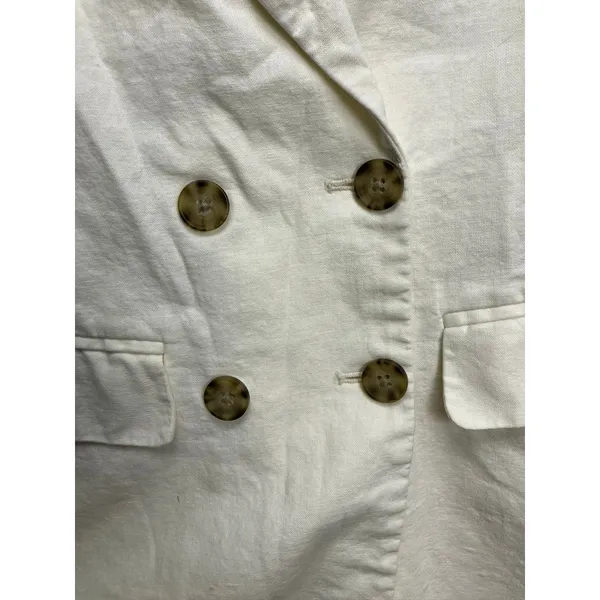 Abercrombie & Fitch Womens Linen Blend Double Breasted Blazer Cream‎ Small S - Image 7