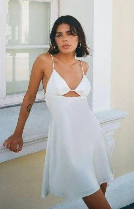 ZARA Dress Mini Satin Lingerie Effect White Wedding Bridal Shower Vacation Summer - Image 5