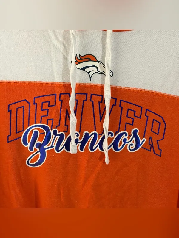 NFL Team Apparel Denver Broncos Women's XL Hoodie Orange White Colorblock - Image 2