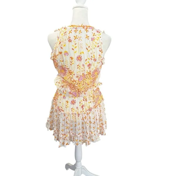 Poupette St Barth Anais Orange Nemesia Floral Mini Dress Resort XS - Image 7