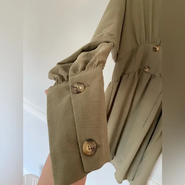 ASOS Sage Green Mini Dress Boho Quiet Luxury Parisian Scandi Old Money 8 Classic - Image 5