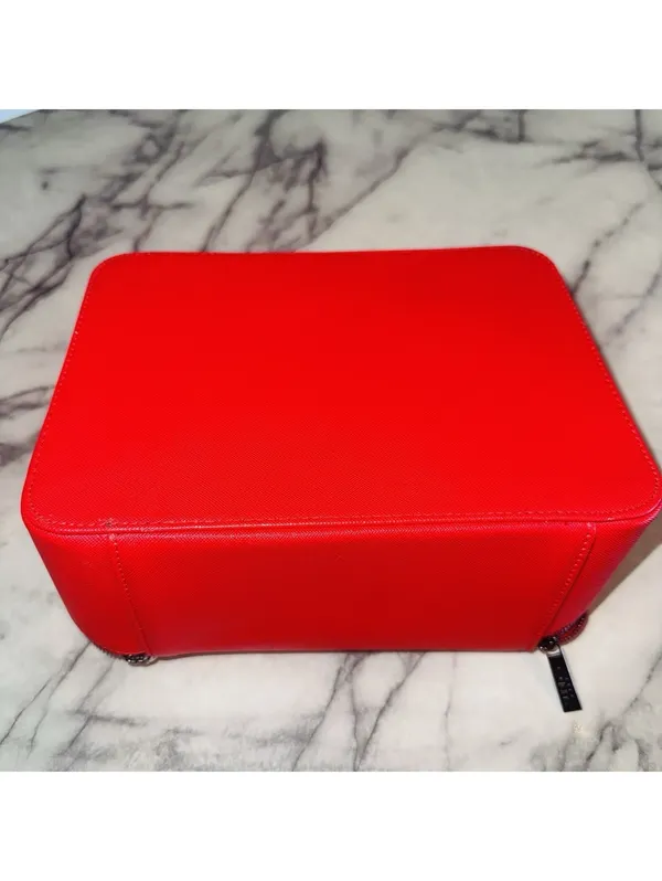 NEW Sunday Riley Cosmetic Suitcase Travel Bag 10x8x4" Red Zippered Makeup Case - Image 4