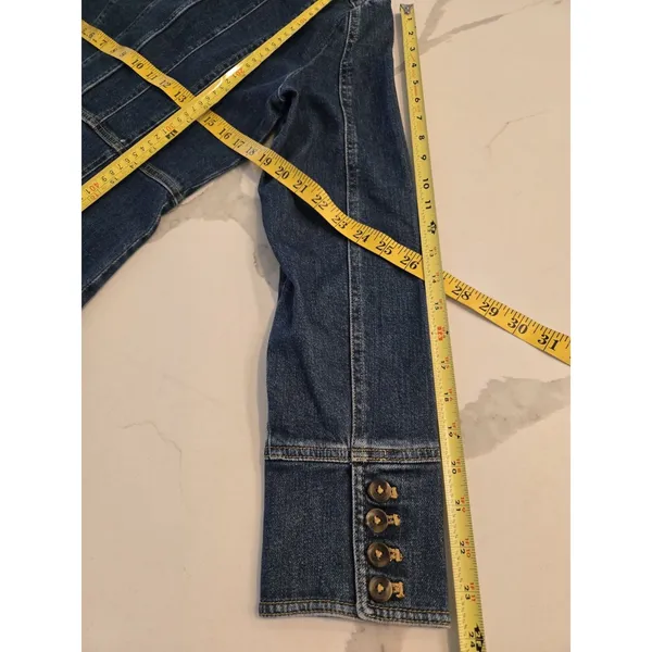 Lands' End Safari Field Size XS 2-4 Denim Jacket Dark Wash 4 Flap Pocket Women - Image 9