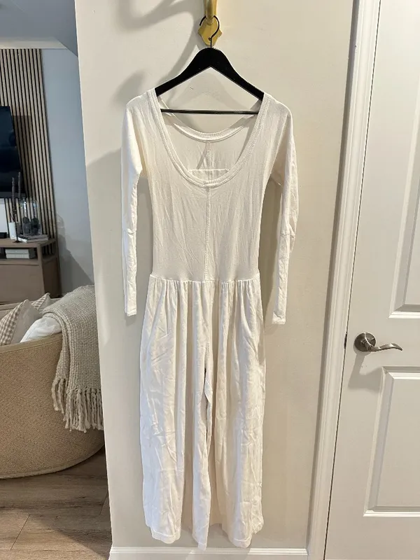 FREE PEOPLE Movement Hot Shot Wide Leg Onesie in White Size Small - Image 4