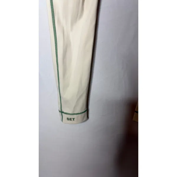 SET Active Courtside Volley Leggings in a cream green stitching sz S - Image 6