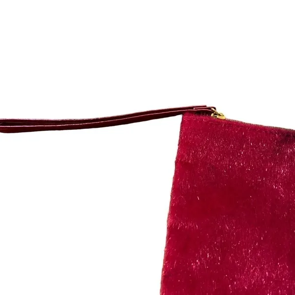 Ipsy Small Cosmetic Bag Bright Pink Gold Zipper Textured Hair FLAWED‎ 7"x4.5" - Image 2