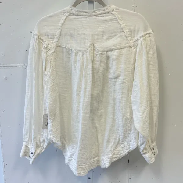 NWT Free People Beach Day Pullover In Ivory Oversized‎ Gauze Cotton White - Image 3