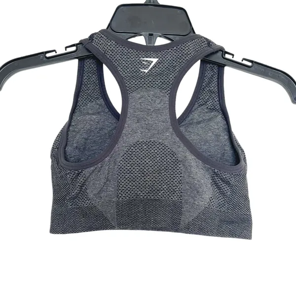 Gymshark Womens Sports Bra Activewear Sz XS Crop Top Logo Workout Gray Stretch - Image 3