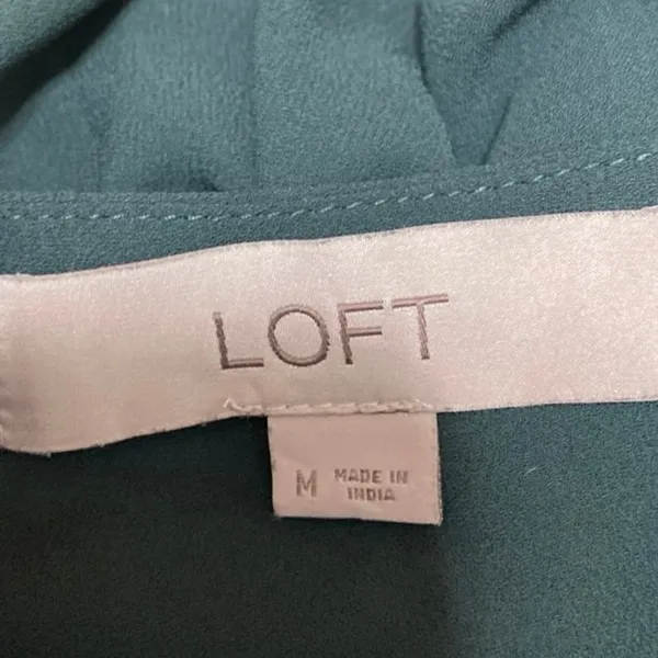 Ann Taylor Loft Women's Green Long Sleeve Cutout Relaxed Fit Blouse Top Size M - Image 3