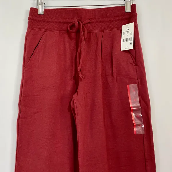 Women’s Casual Drawstring Joggers Coke Rainbow Print Logo Maroon NWT - Image 2