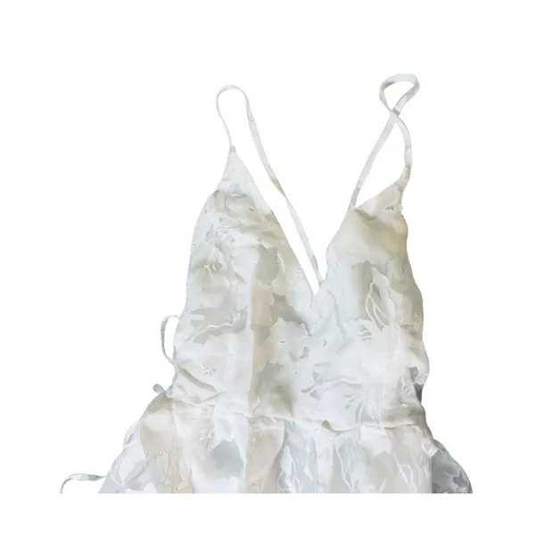 NWT Lulus Small Feeling Like Forever White Jacquard Organza Lace-Up Midi Dress - Image 4