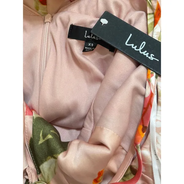 Lulus Still the One Blush Pink Floral Print Satin Maxi Dress size XS - Image 2