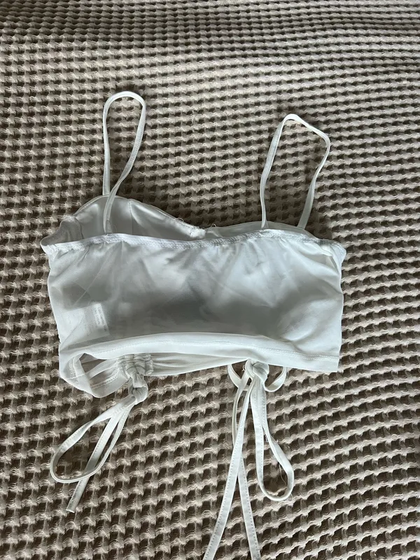 White corset top with tie up detail Size XS #corsetry #festival - Image 4