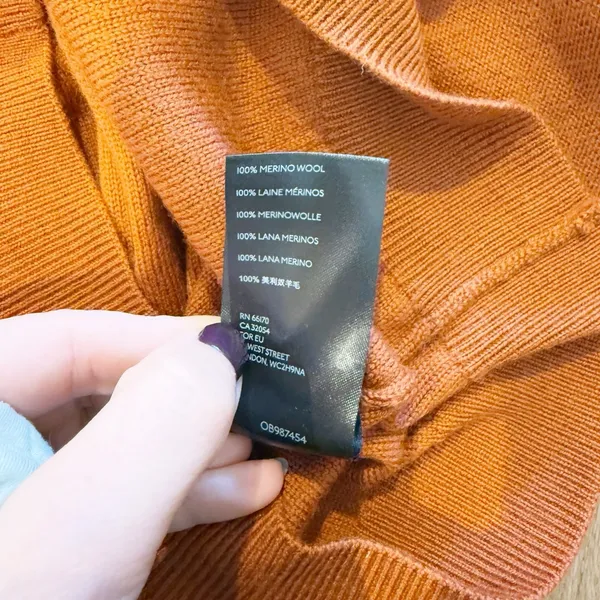 Anthropologie Womens Cowl Neck Wool Sweater‎ XS Orange Lightweight Cozy Autumn - Image 6