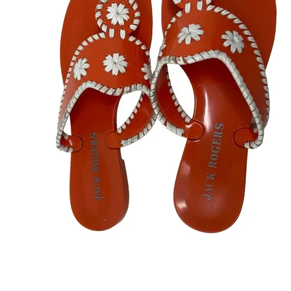 Jack Rogers Navajo Jelly Flat Sandals Orange White Flip Flop Size 7‎ - Image 5
