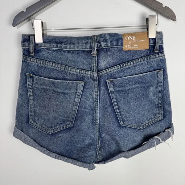 One by One Teaspoon Outlaws Size 26 Denim Shorts Button Fly High Waist Cotton - Image 5