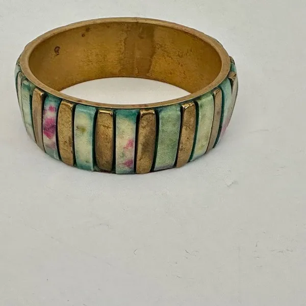 Brass inlay bangle bracelet - Image 4