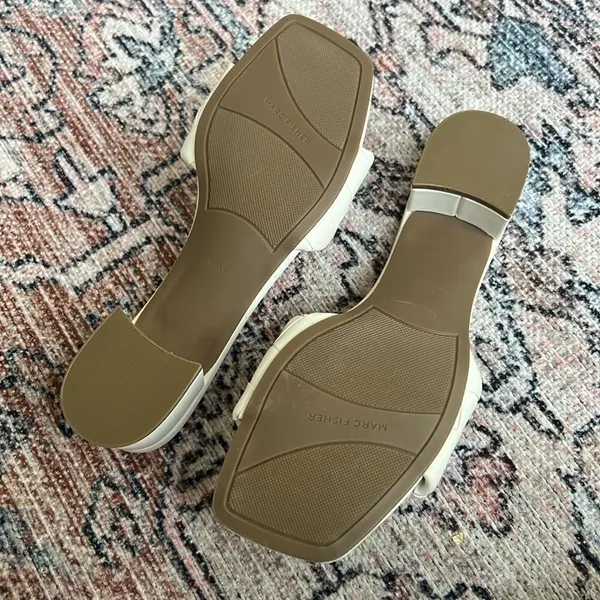 Marc Fisher Casara Slide Sandal 6 1/2 White Faux Leather Open Toe Shoes - Image 7