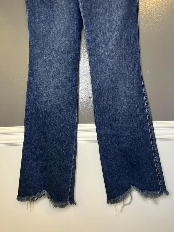 Good American Jeans Womens 8/29 Blue High Rise Bootcut Distressed Frayed Denim - Image 7