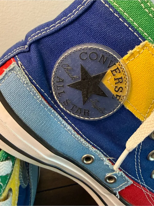 converse all star high top Women 7 Mens 5 Multi-Color Patch Work Color Block - Image 14