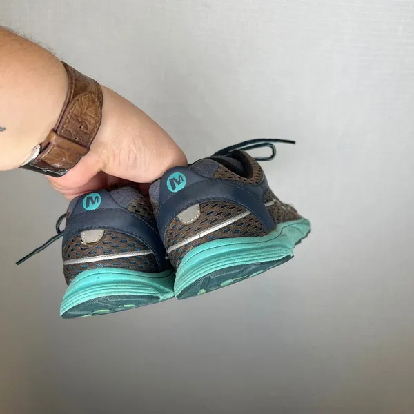 Merrell Womens Trail Running Shoes Brown Teal Mesh Low Top Sneakers - Image 4