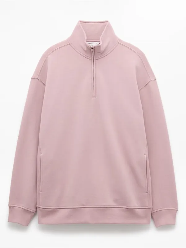 New Athleta S Forever Fleece 1/4 Zip Sweatshirt Blush Pink Small Regular - Image 6