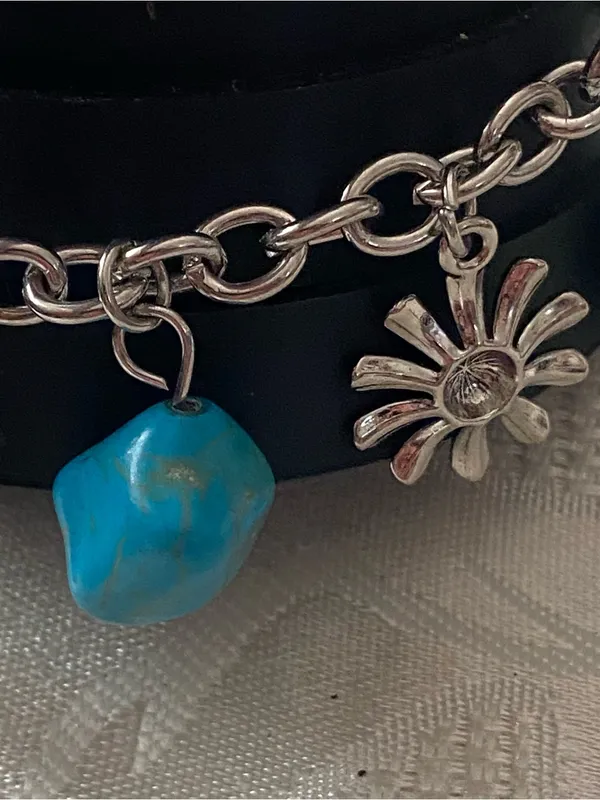6.5” To 9” Bracelet Coywboy Boot & Flower Faux Turquoise Chunks Western Cowgirl - Image 4