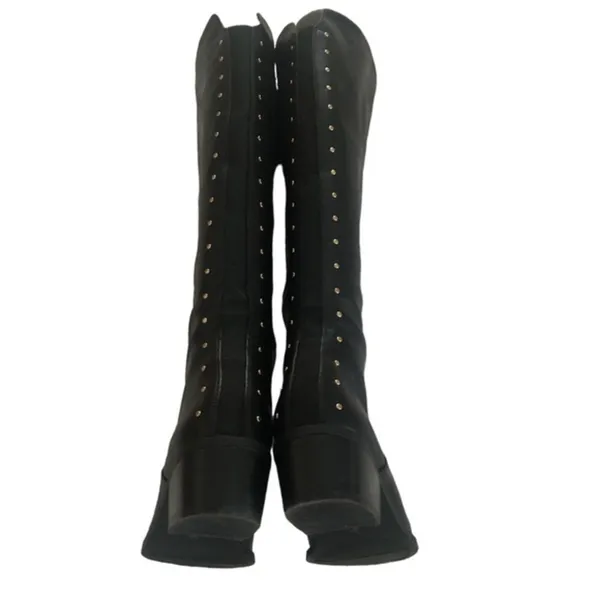 Bar III VAYLA BLACK PLEATHER VEGAN FAUX LEATHER RIDING BOOTS 6 - Image 2