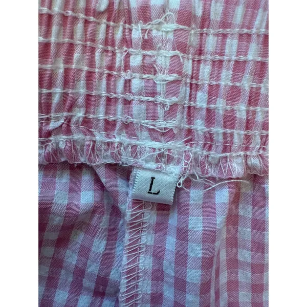 Unbranded Gingham Pajama Set Women Large Pink Bow Peplum Shorts Loungewear - Image 9