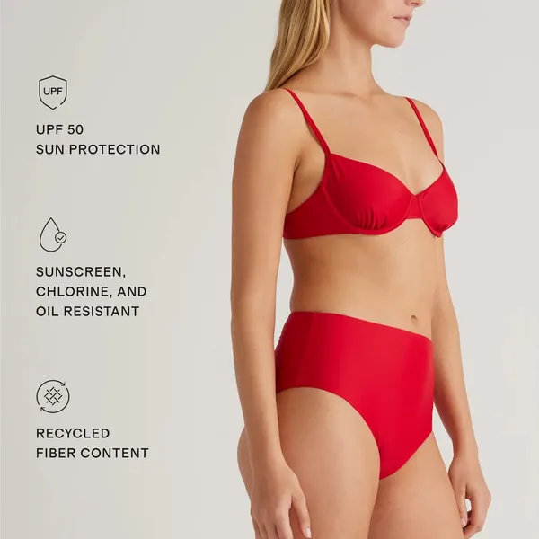 NWOT Quince Women's Italian Demi Bikini Top Red Size L - Image 3