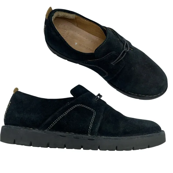 Clarks Artisan Black Suede Leather Slip On Comfort Shoes Womens 8 No Tie Loafer - Image 2