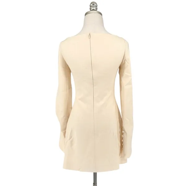 Khaite Tate Square Neck Cream Mini Dress Size 6 - Image 8
