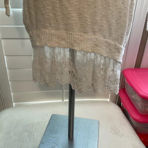 a.n.a Cream Lace Hem Sweater Top - Image 5