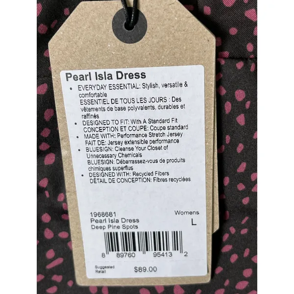 prAna Pearl Isla Dress Deep Pine Spots Ruched Stretch Casual Travel Dress L New - Image 10