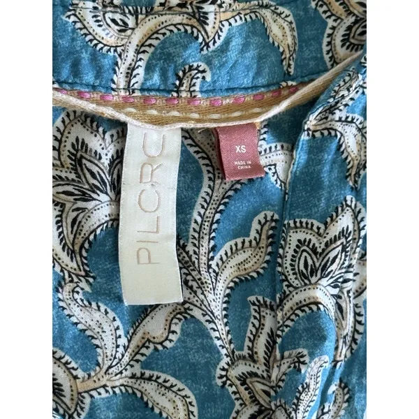 Pilcro Anthropologie Leilani Tunic Top Womens XS Blue Button Down Boho Western - Image 5