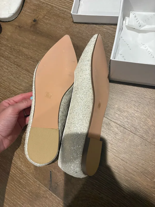 Kailee P Sequin White Flats Size 8.5 - Image 6