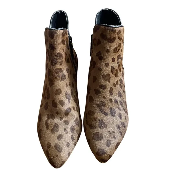 Cole Haan‎ Elyse Leopard Print Heeled Booties size 7 2.5" Heel Ankle Boot Brown - Image 2