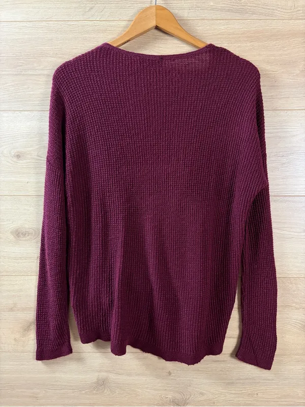 Express Women's Burgundy Wine Twist-Front Knit Layering Sweater XS - Image 6