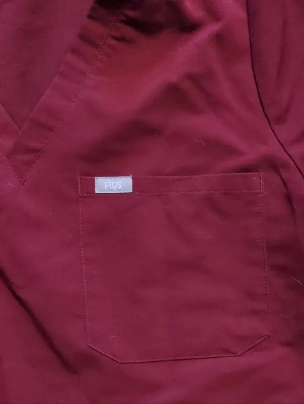 Figs Burgundy Catarina One-Pocket Scrub Top Size Large - Image 3