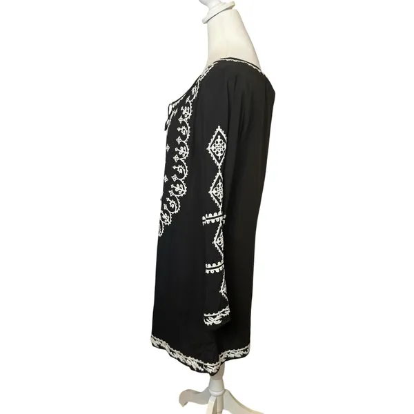 Lulus A Day in the Life Black and White Embroidered Dress Size Medium‎ Kaftan - Image 8