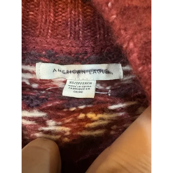 American Eagle Womens Fair Isle Pullover Sweater Size XS Wool Mock Neck - Image 9